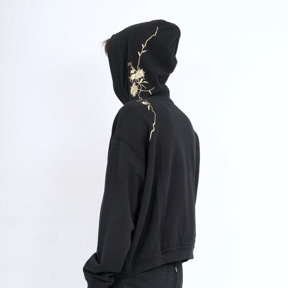 (SOLD) Haider Ackermann Black Perth Hoodie with Gold Floral Embroidery - Picture 16 of 16
